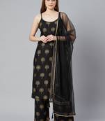 Black golden print cotton salwar