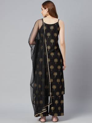 Black golden print cotton salwar 2