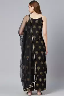 Black golden print cotton salwar