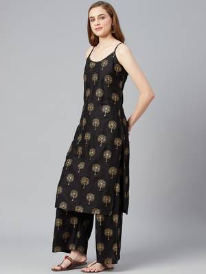 Black golden print cotton salwar 3