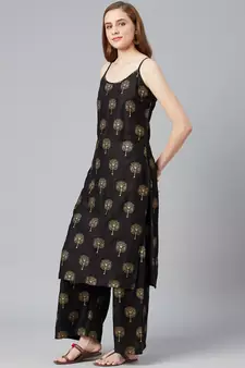 Black golden print cotton salwar