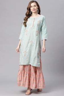 Green zari cotton salwar