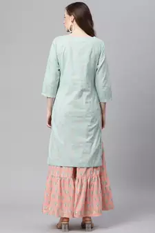 Green zari cotton salwar