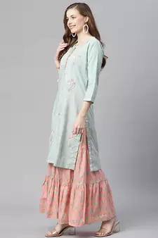 Green zari cotton salwar