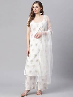 White golden print cotton salwar 1