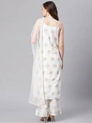 White golden print cotton salwar 2