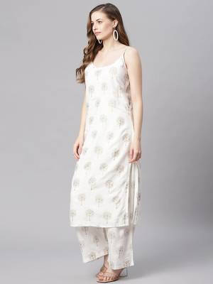 White golden print cotton salwar 3