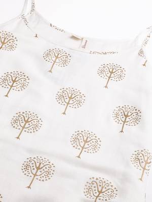 White golden print cotton salwar 4