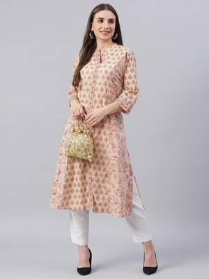 Peach printed cotton ethnic-kurtis 5