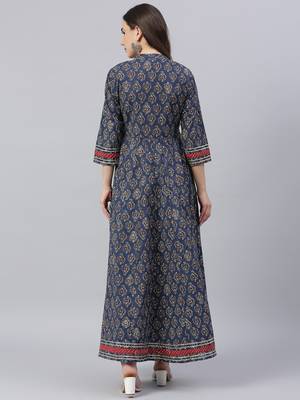 Blue plain cotton ethnic-kurtis 2