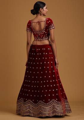 Letest Designer Satin Embroidery Work Lehenga Choli 2