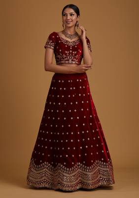 Letest Designer Satin Embroidery Work Lehenga Choli 4