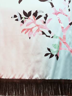 Kimisha Peach Satin Printed Saree With Unstitched Blouse 4
