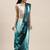 Kimisha Women's Light Blue Satin Printed Saree With Unstitched Blouse