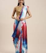 Women'S Fuchsia Pink Satin Tie & Dye Saree With Unstitched Blouse
