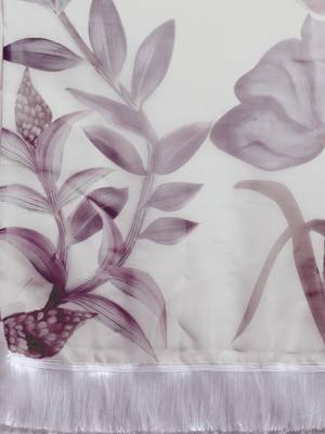 Kimisha Women'S White&Purple Organza Printed Saree With Fancy Tassels In Pallu 4