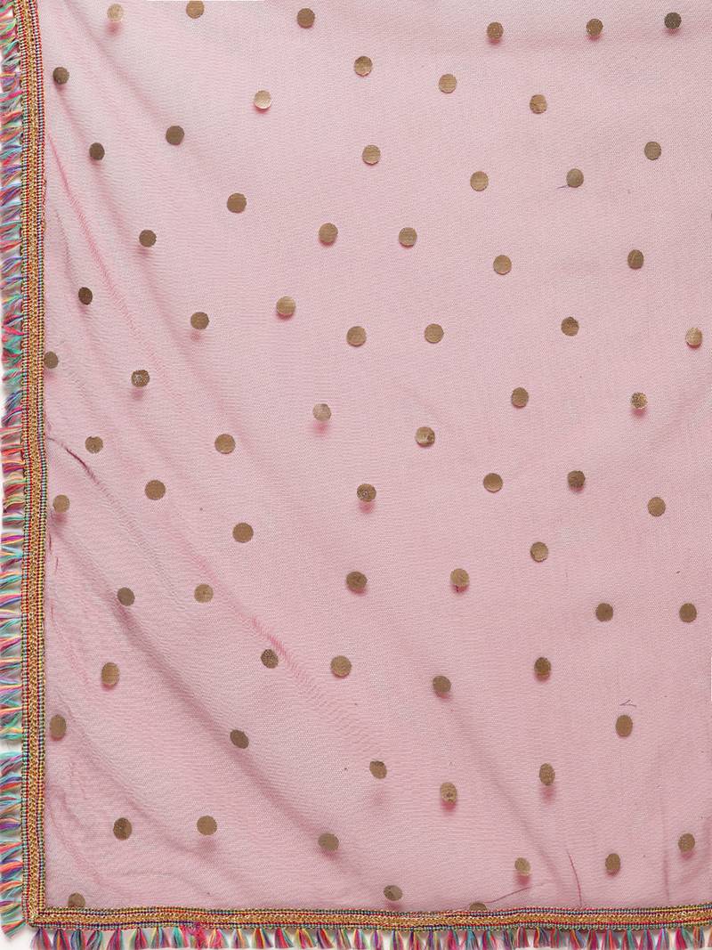 Ahalyaa Women Beige Floral Printed Regular Gotta Patti Kurta with Palazzos & With Dupatta