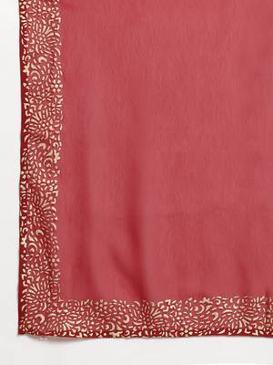 Ahalyaa Women Maroon Ethnic Motifs Printed Georgette Anarkali Kurta With Dupatta 5