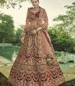 Maroon Hand work and Heavy Embroidered velvet Semi Stitched wedding Lehenga