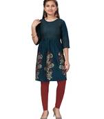 Green printed cotton girls-top-bottom