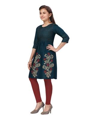 Green printed cotton kids-tops 3