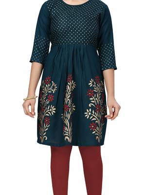 Green printed cotton kids-tops 5