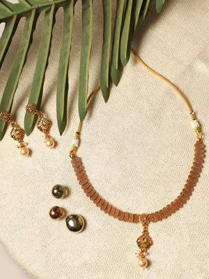 Gold artificial stone necklace-sets 1