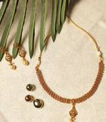 Gold artificial stone necklace-sets