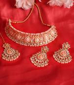 Peach kundan necklace-sets