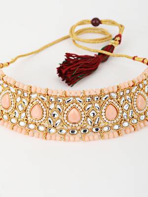 Peach kundan necklace-sets 4