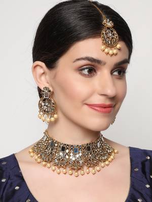 Gold mirror necklace-sets 1