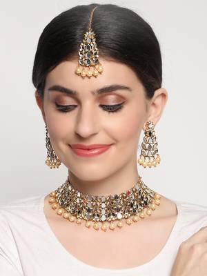 Gold mirror necklace-sets 2