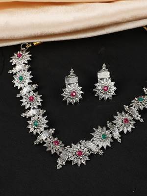 Maroon artificial stone necklace-sets 1
