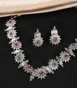 Maroon artificial stone necklace-sets