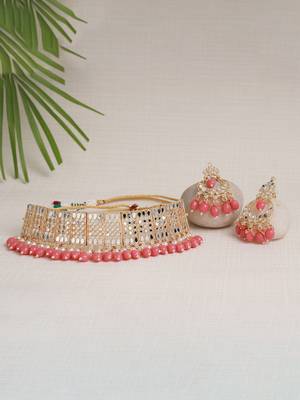 Pink mirror necklace-sets 1