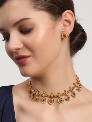 Maroon artificial stone necklace-sets 5