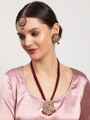 Maroon kundan necklace-sets 1