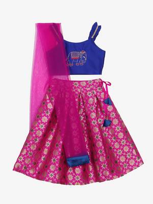 Saka Designs Magenta & Blue Lehenga Choli With Ethnic Motif 1