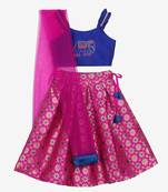 Saka Designs Magenta & Blue Lehenga Choli With Ethnic Motif