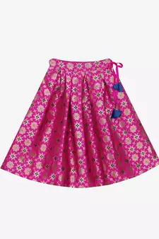 Saka Designs Magenta & Blue Lehenga Choli With Ethnic Motif