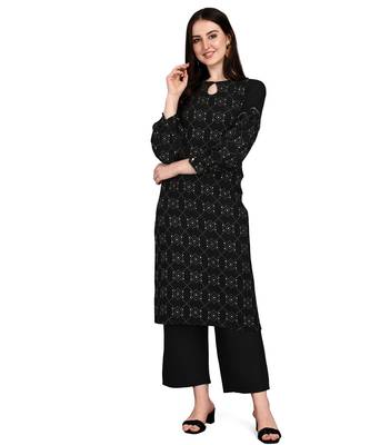 Black printed rayon kurtas-and-kurtis 1
