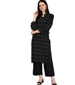 Black printed rayon kurtas-and-kurtis