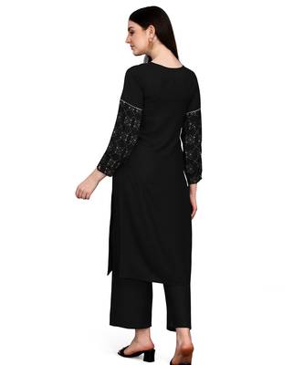 Black printed rayon kurtas-and-kurtis 3