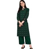 Green printed rayon kurtas-and-kurtis