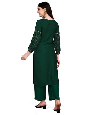 Green printed rayon kurtas-and-kurtis 3