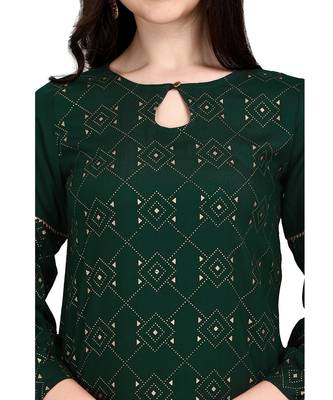 Green printed rayon kurtas-and-kurtis 5