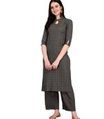 Grey printed rayon kurtas-and-kurtis