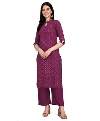 Wine printed rayon kurtas-and-kurtis 1