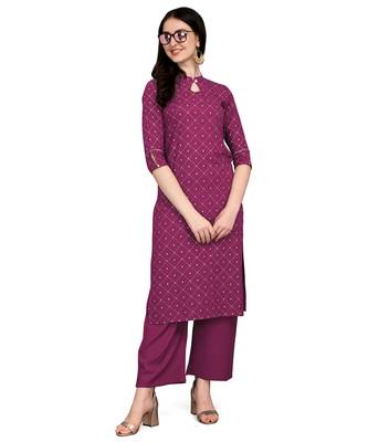 Wine printed rayon kurtas-and-kurtis 4