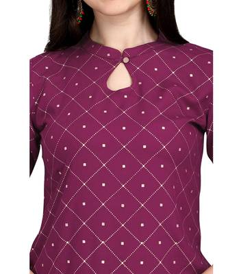 Wine printed rayon kurtas-and-kurtis 5